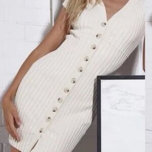 Cream Ribbed Button-Down SNDYS